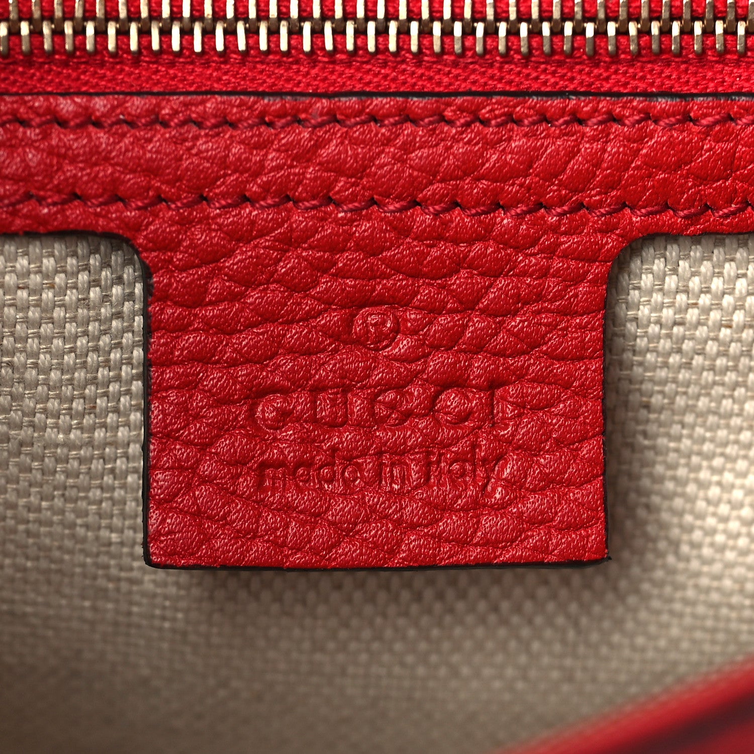 Gucci Pebbled Calfskin Medium Soho Flap Crossbody Vibrant Red 6 of 9