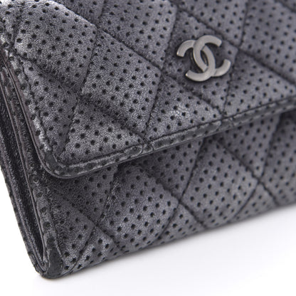 Chanel Lambskin Perforated Quilted Card Holder Grey 9 of 11