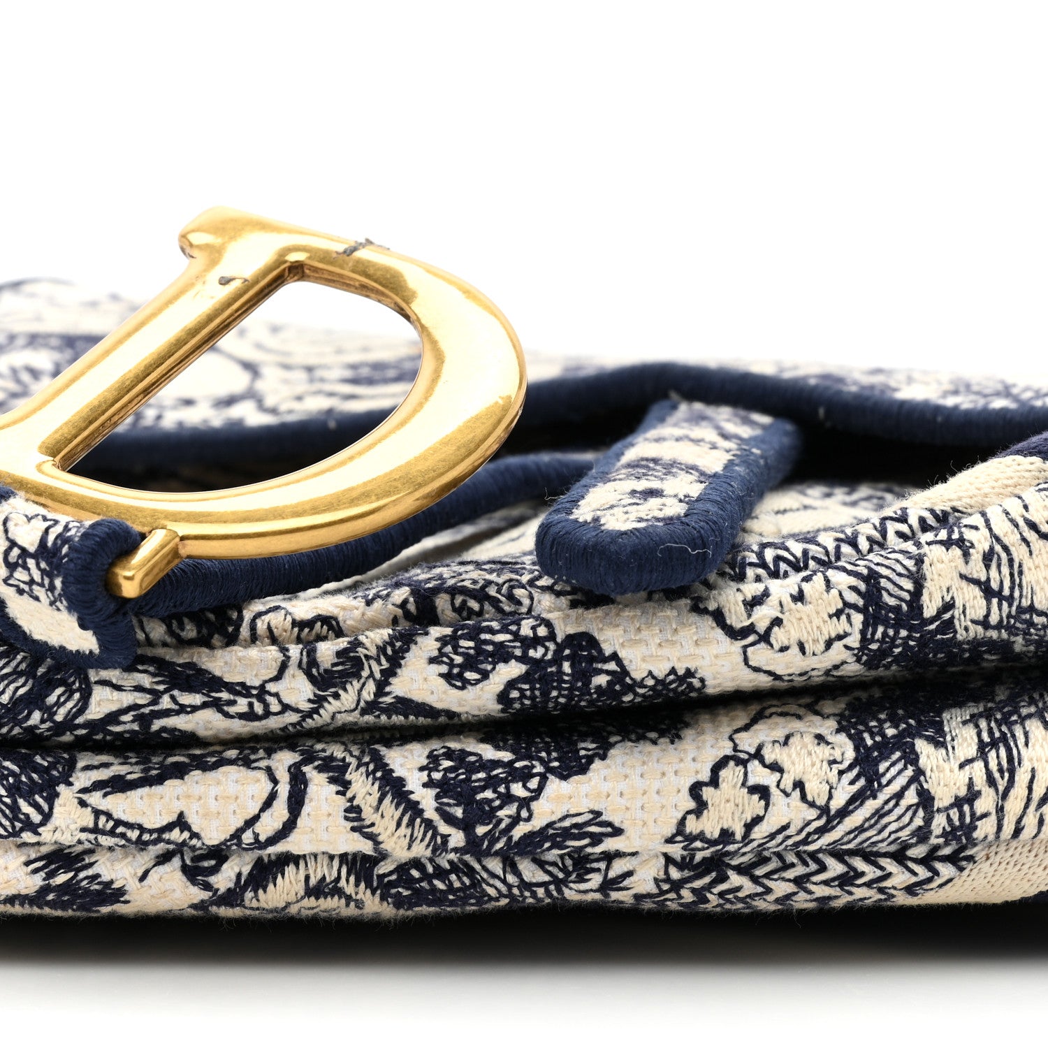 Christian Dior Canvas Embroidered Toile de Jouy Saddle Bag Blue 8 of 12