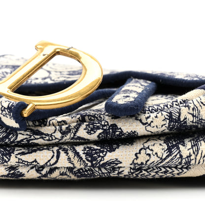 Christian Dior Canvas Embroidered Toile de Jouy Saddle Bag Blue 8 of 12