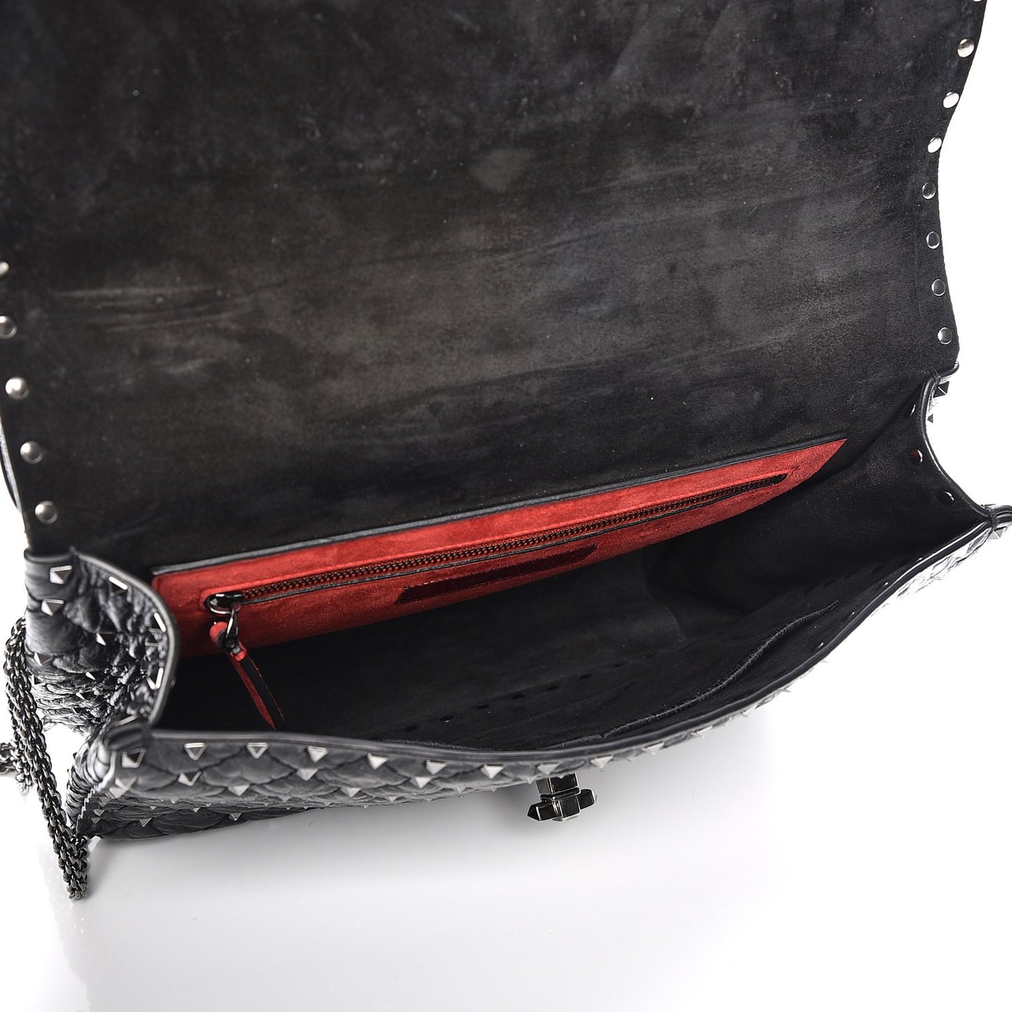 Lambskin Medium Rockstud Spike Shoulder Bag Black