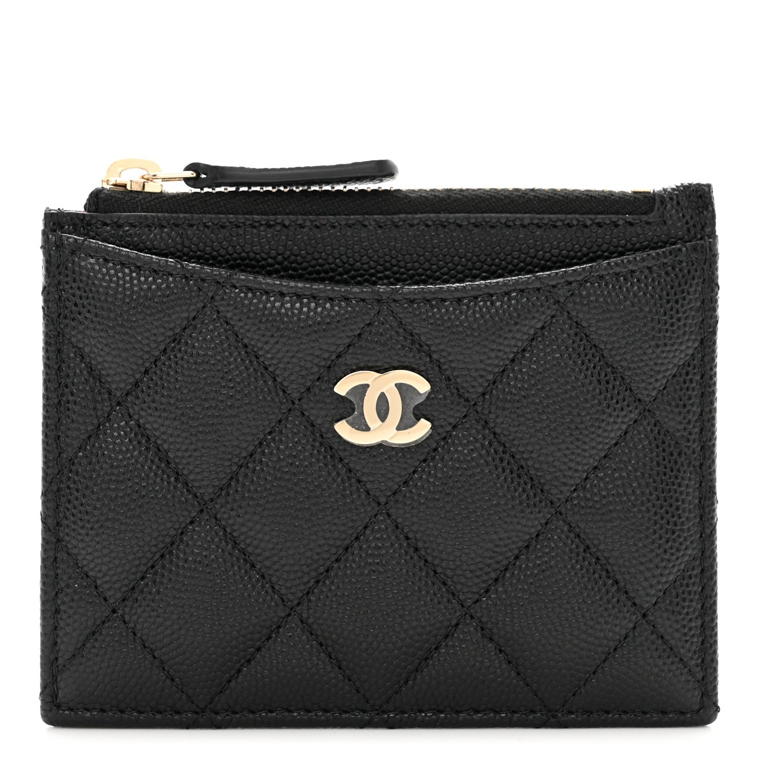 Chanel Caviar Quilted CC Zip Card Holder Black 1 of 8