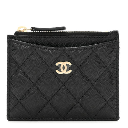 Chanel Caviar Quilted CC Zip Card Holder Black 1 of 8