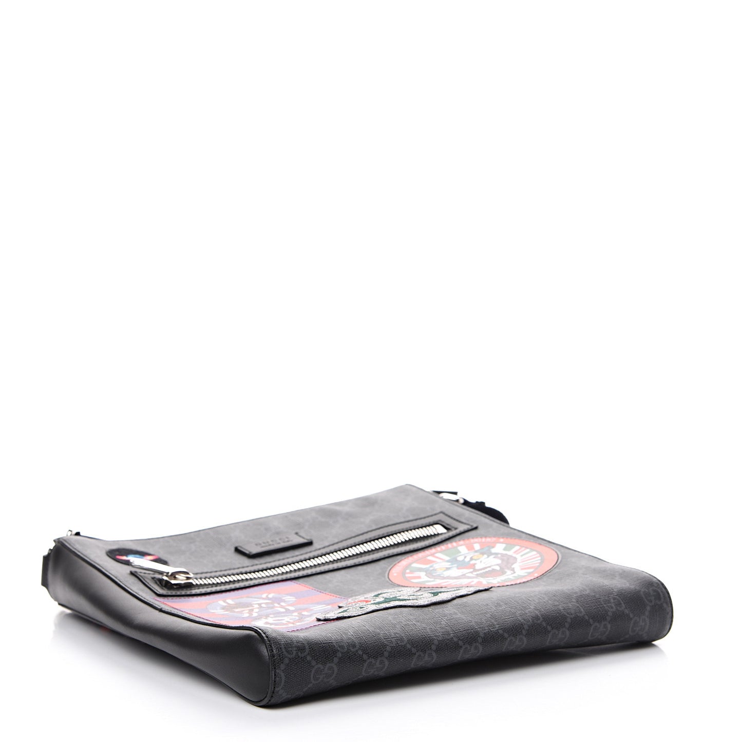 GG Supreme Monogram Night Courrier Flat Messenger Bag Black Multicolor