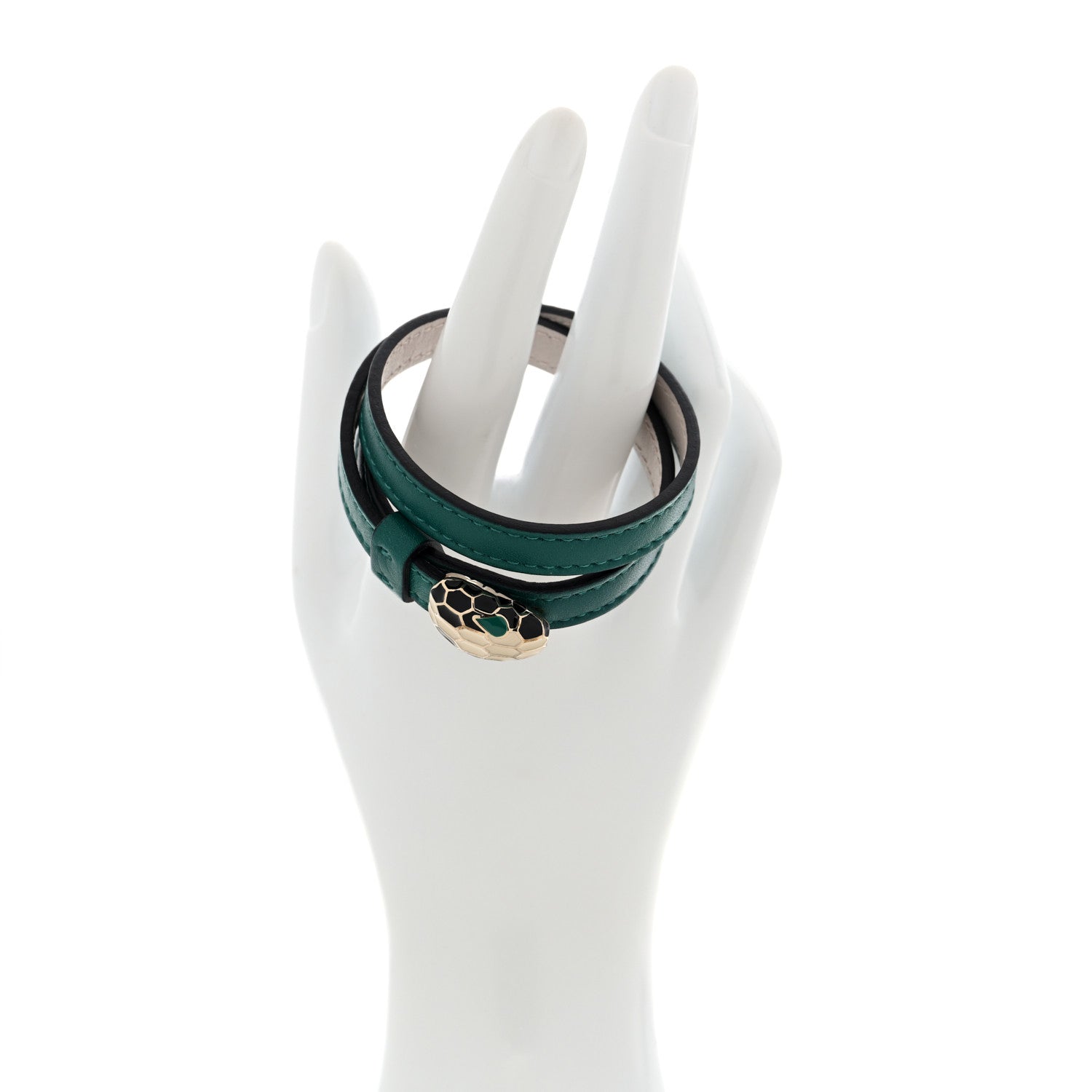 Bulgari Calfskin Serpenti Forever Double Coil Bracelet S Emerald Green 2 of 6