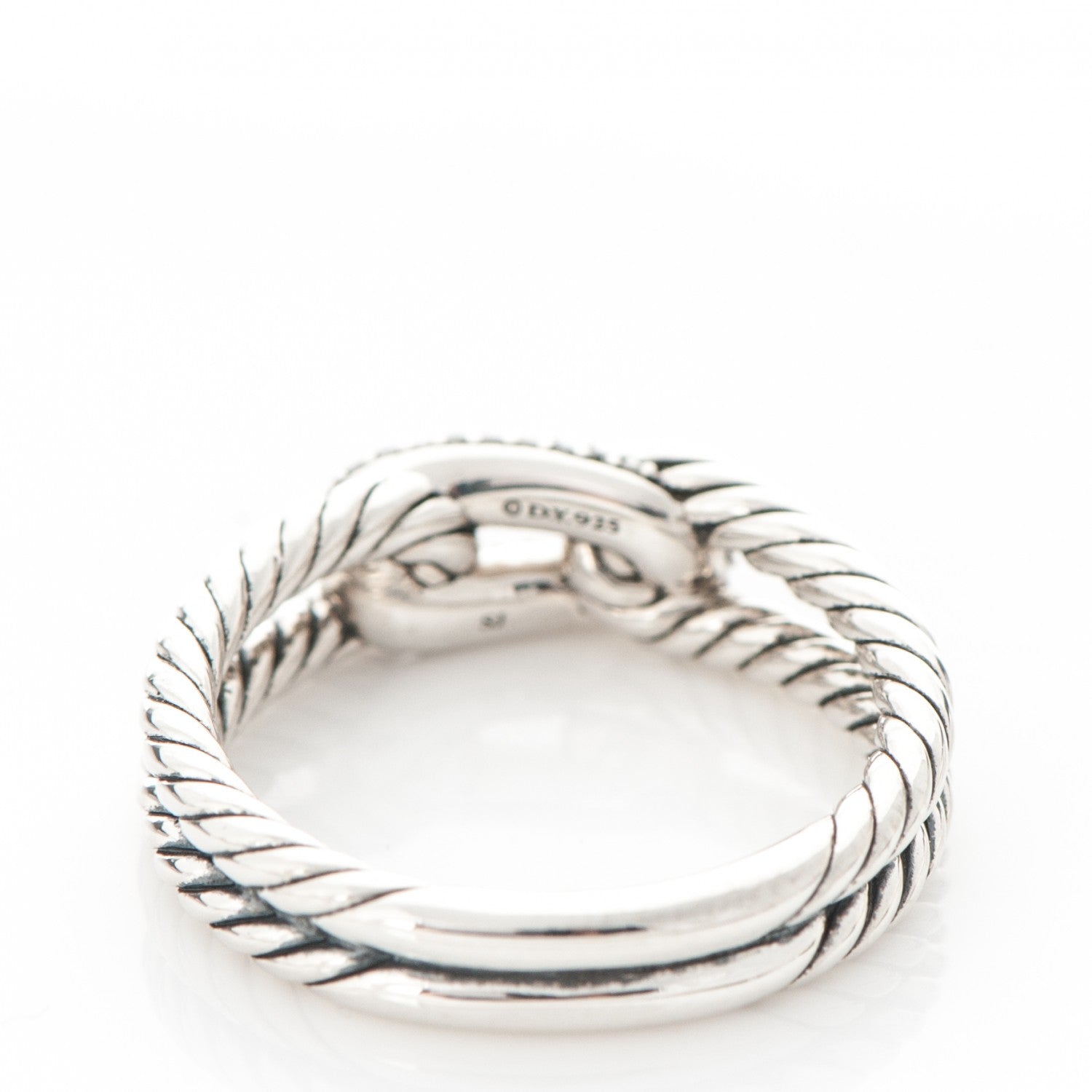 David Yurman Sterling Silver Diamond Petite Loop Labyrinth Ring 54 7 4 of 5