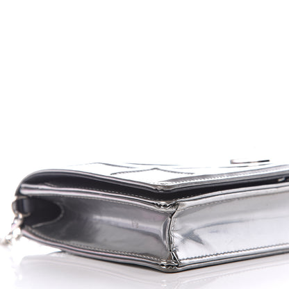 Christian Dior Metallic Patent Micro-Cannage Diorama Wallet on Chain Pouch Silver 7 of 9