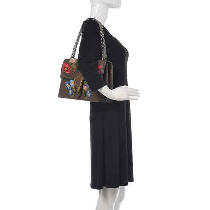 Gucci Calfskin Web Floral Embroidered Medium Dionysus Shoulder Bag New Acero 2 of 10
