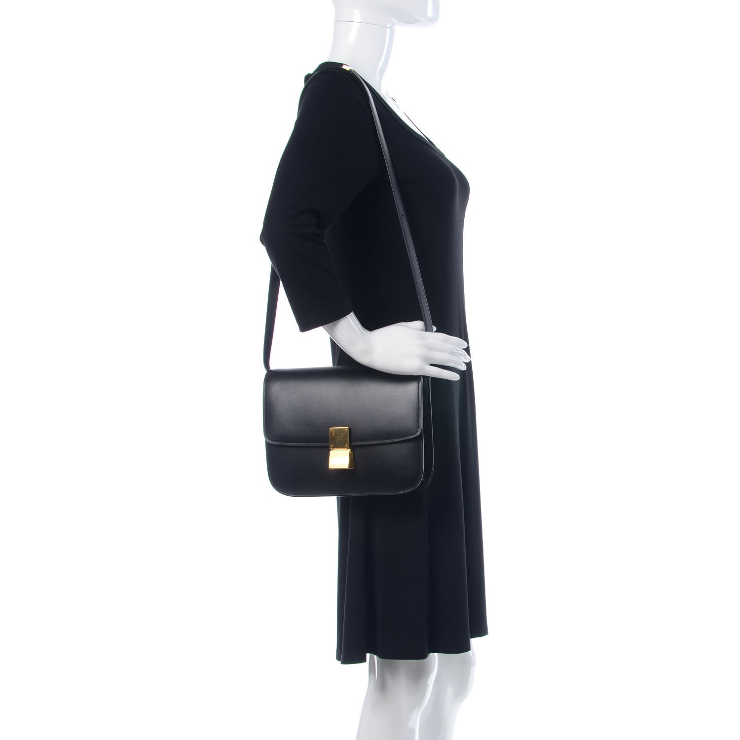 Celine Box Calfskin Medium Classic Box Flap Bag Black 2 of 8