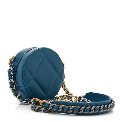 Chanel Goatskin Quilted Chanel 19 Round Clutch With Chain Blue 3 of 10