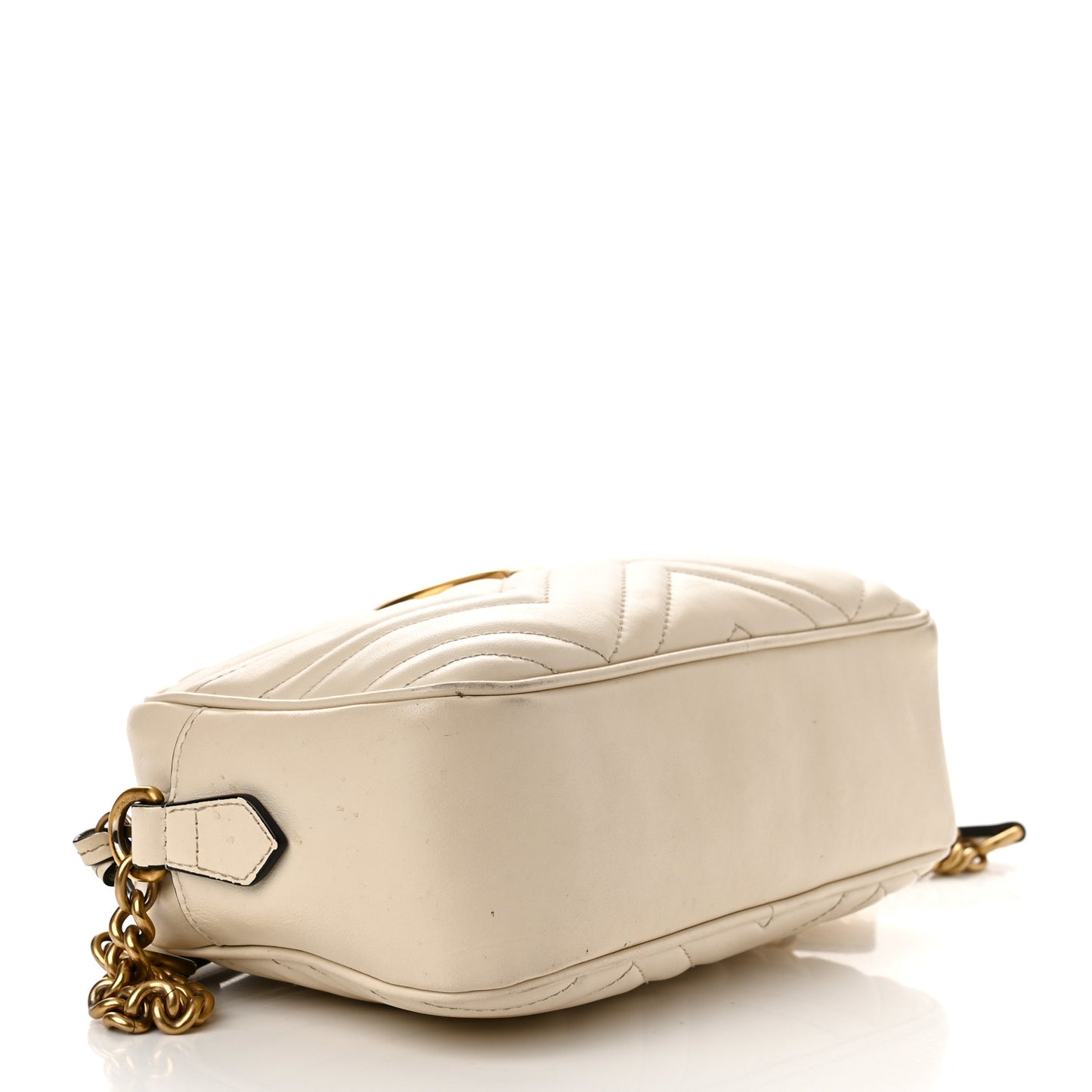 Calfskin Matelasse Small GG Marmont Chain Shoulder Bag White