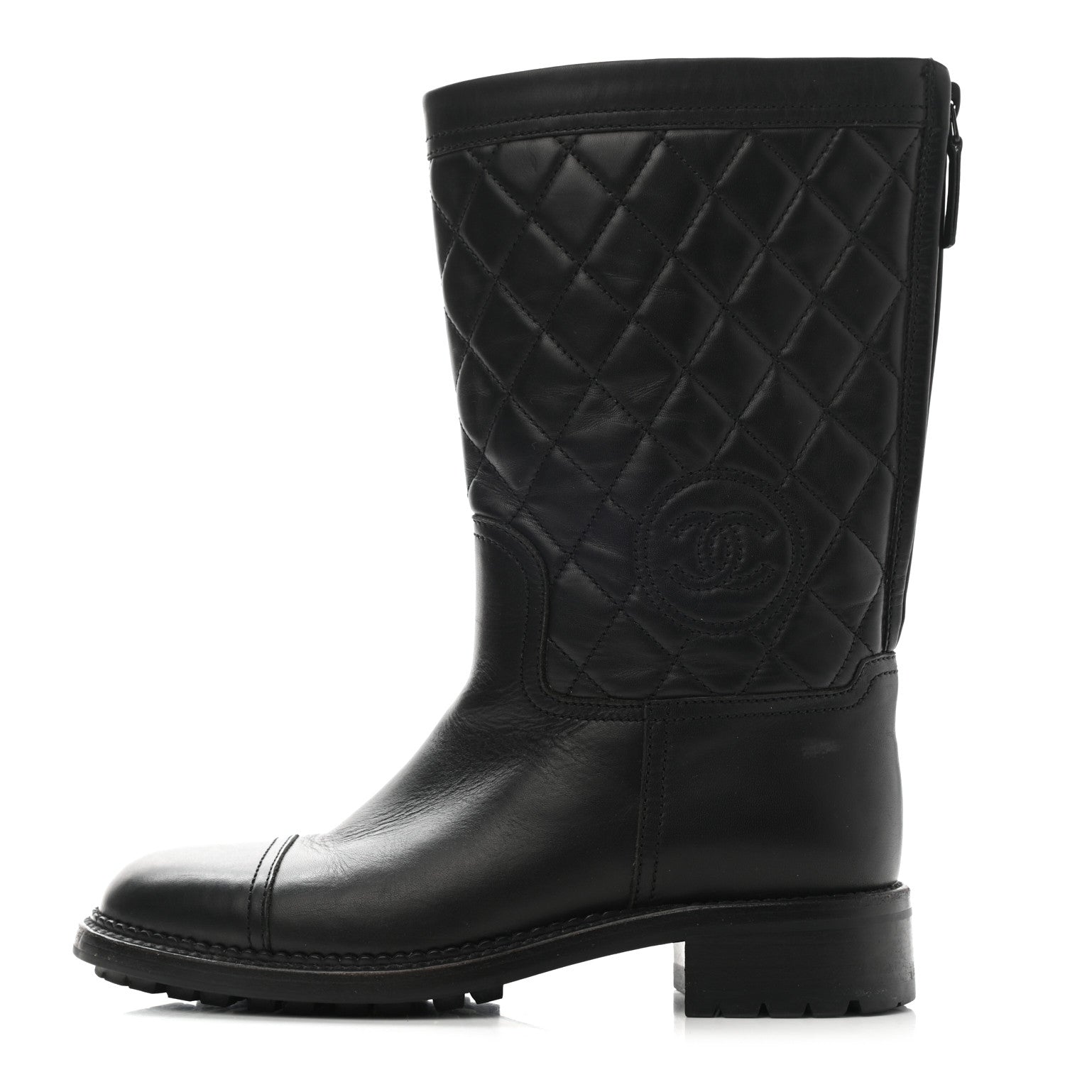 Chanel Calfskin Quilted Boots 37 Black 1 of 12