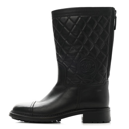 Chanel Calfskin Quilted Boots 37 Black 1 of 12