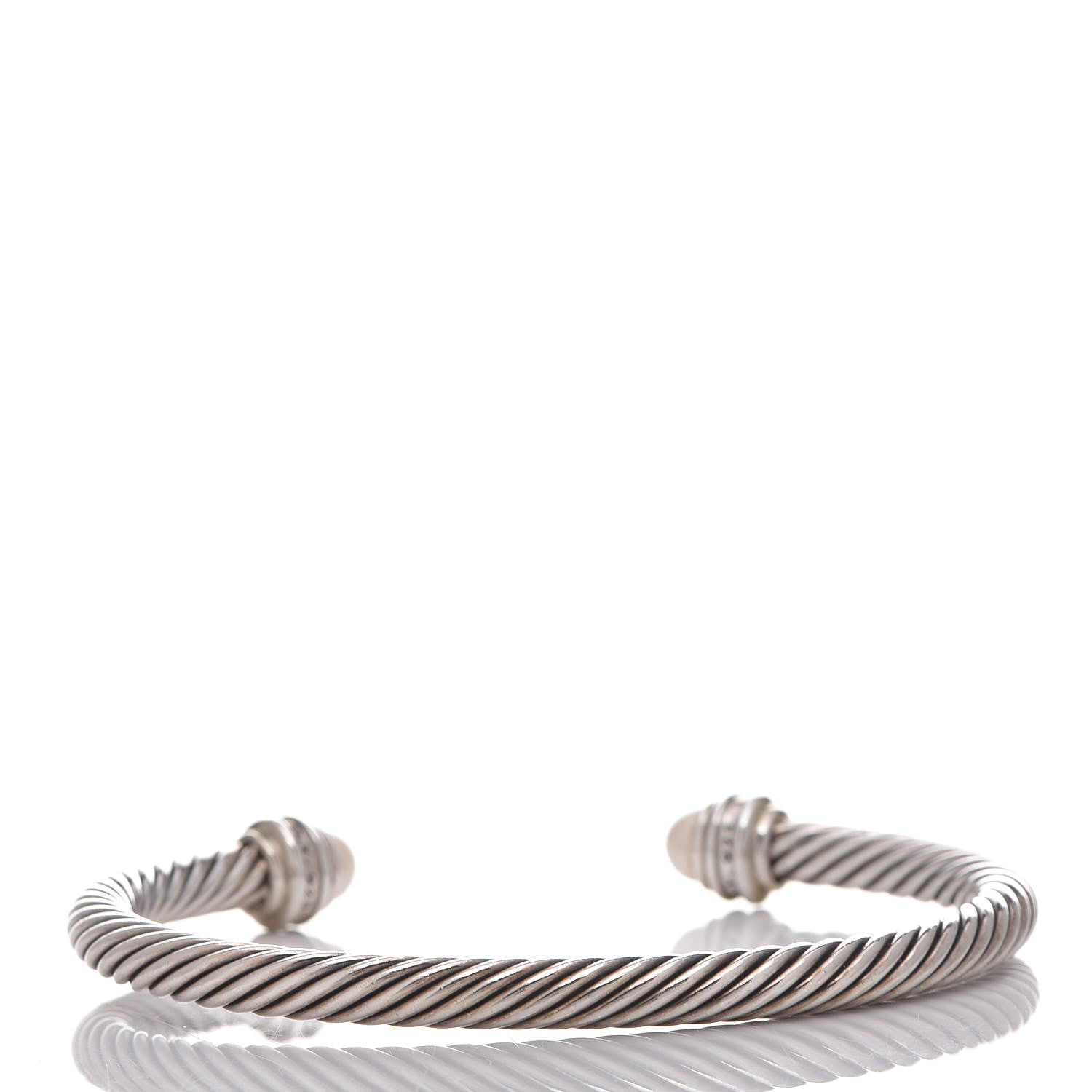 David Yurman Sterling Silver Diamond Pearl 5mm Cable Classics Princess Bracelet 3 of 5