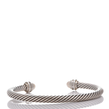 David Yurman Sterling Silver Diamond Pearl 5mm Cable Classics Princess Bracelet 3 of 5
