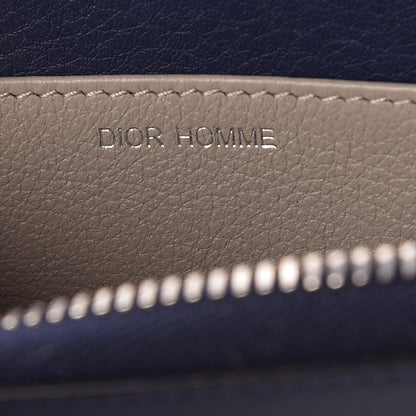 Christian Dior Grained Calfskin Compact Zip Wallet in Blue 6 of 7