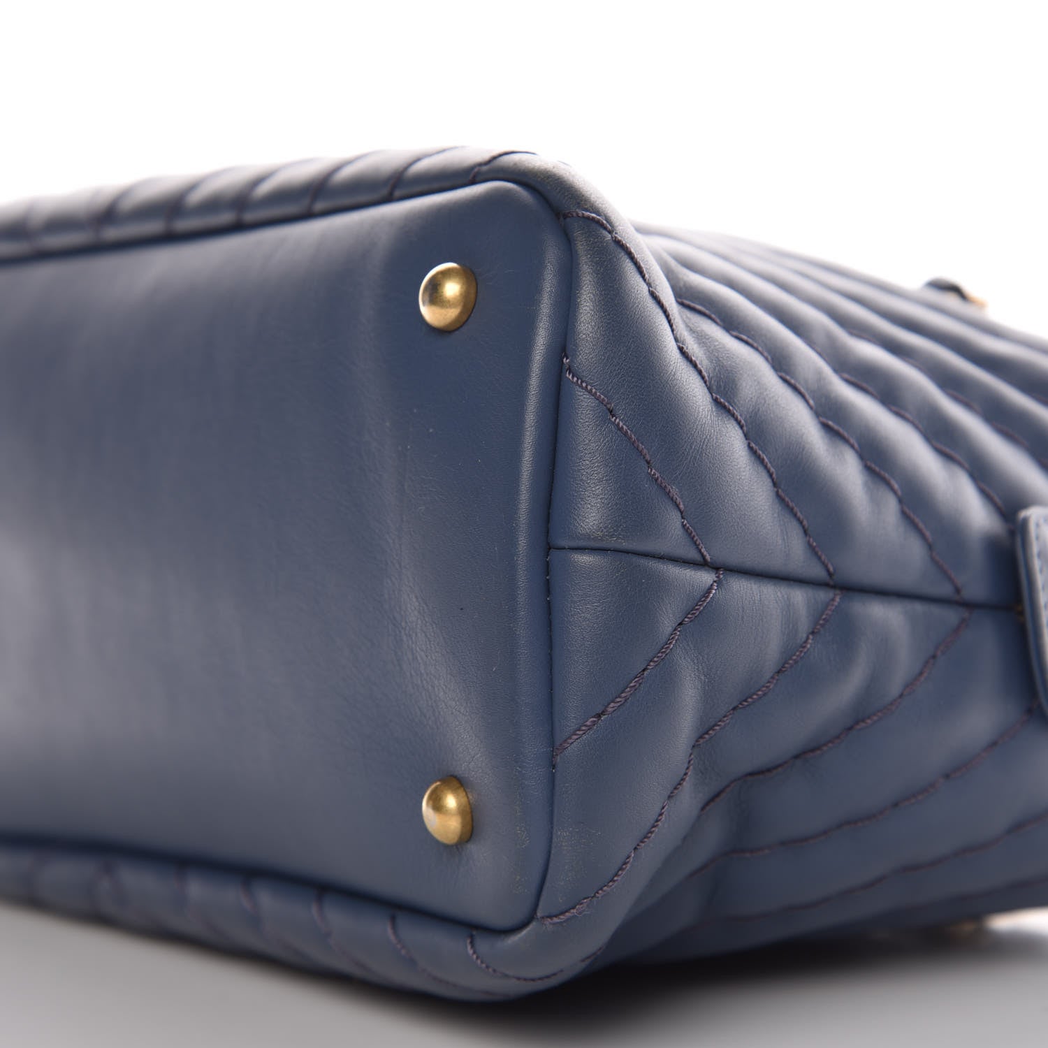 Chanel Calfskin Chevron Quilted Surpique Tote Blue 10 of 10