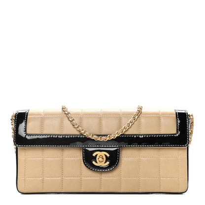 Chanel Lambskin Patent East West Chocolate Bar Flap Beige 1 of 15