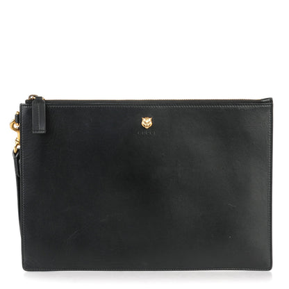 Gucci Calfskin Animalier Zip Wristlet Pouch Black 1 of 7