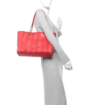Chanel Mixed Fibers Striped Small Deauville Tote Red 2 of 10