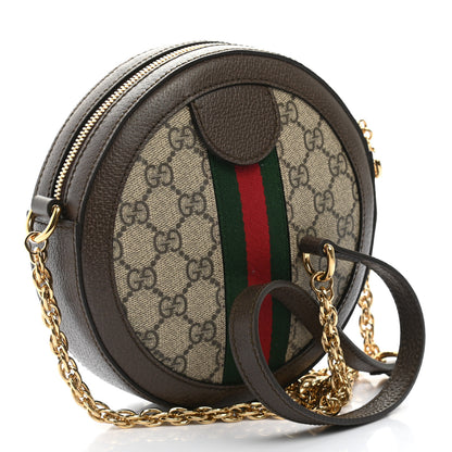 Gucci GG Supreme Monogram Web Mini Ophidia Round Shoulder Bag Brown 3 of 12