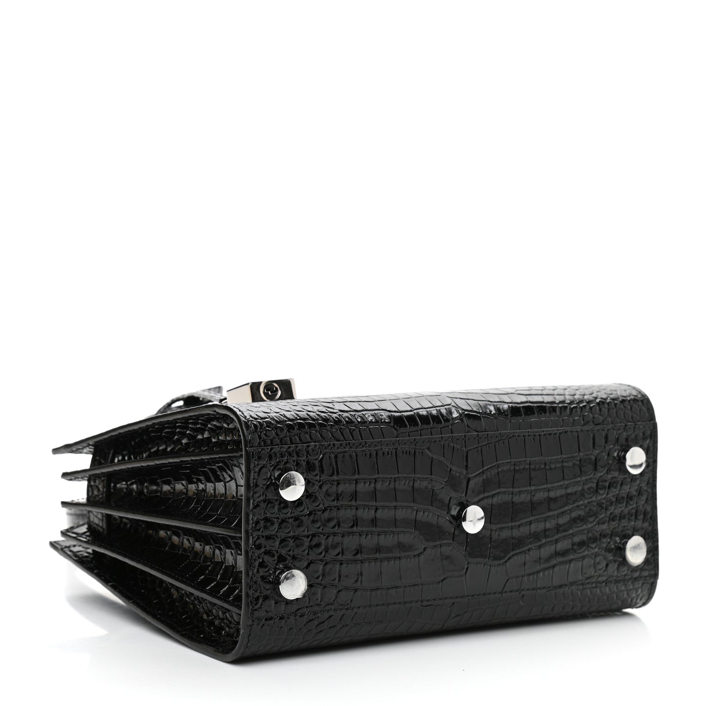 Calfskin Crocodile Embossed Nano Sac De Jour Black