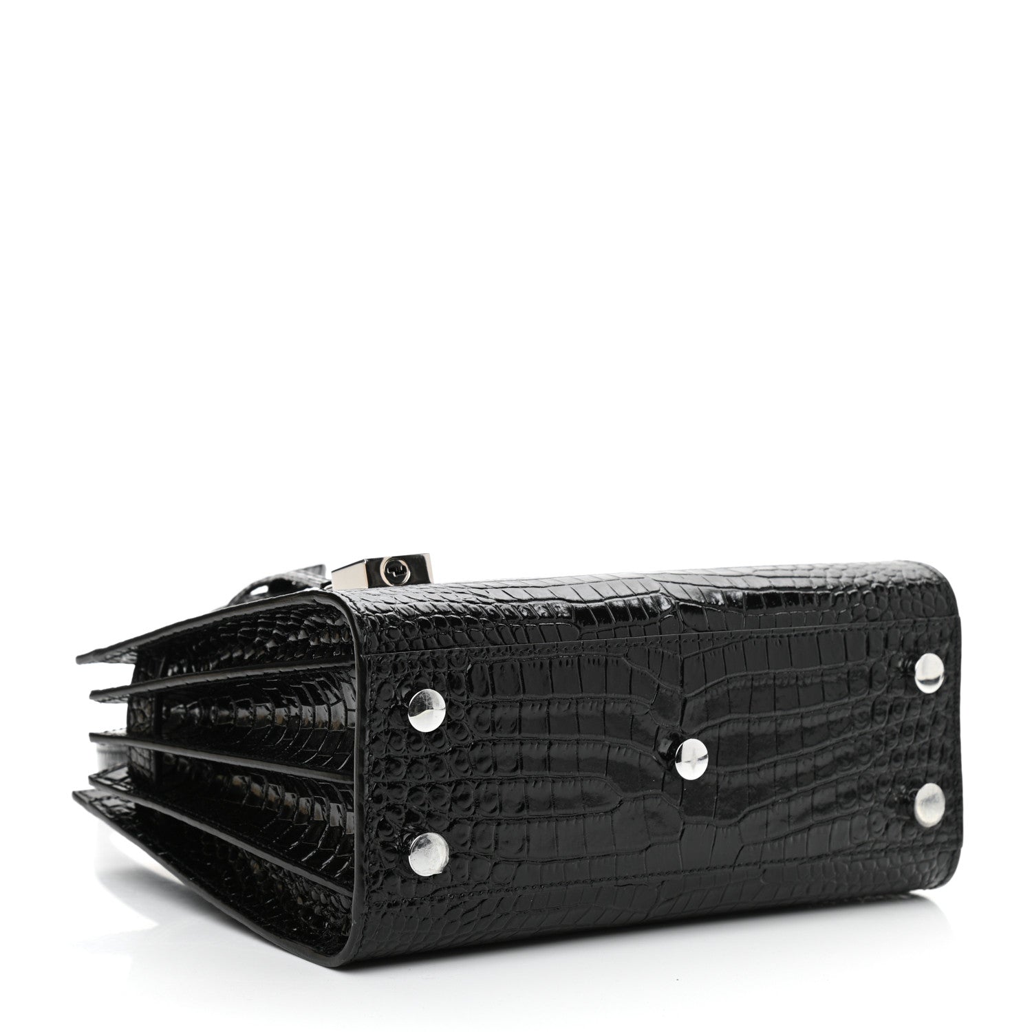 Saint Laurent Calfskin Crocodile Embossed Nano Sac De Jour Black 4 of 11