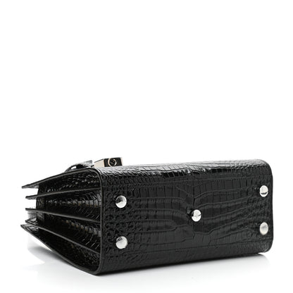 Saint Laurent Calfskin Crocodile Embossed Nano Sac De Jour Black 4 of 11