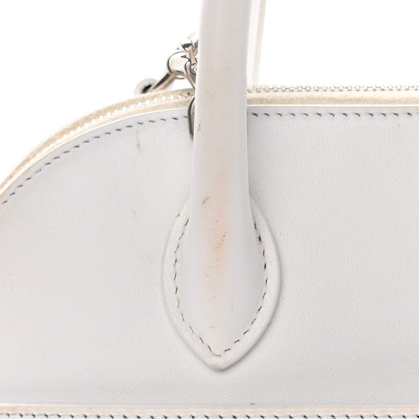 Smooth Calfskin 3D Logo S Ville Top Handle Bag White Screen Blue Black