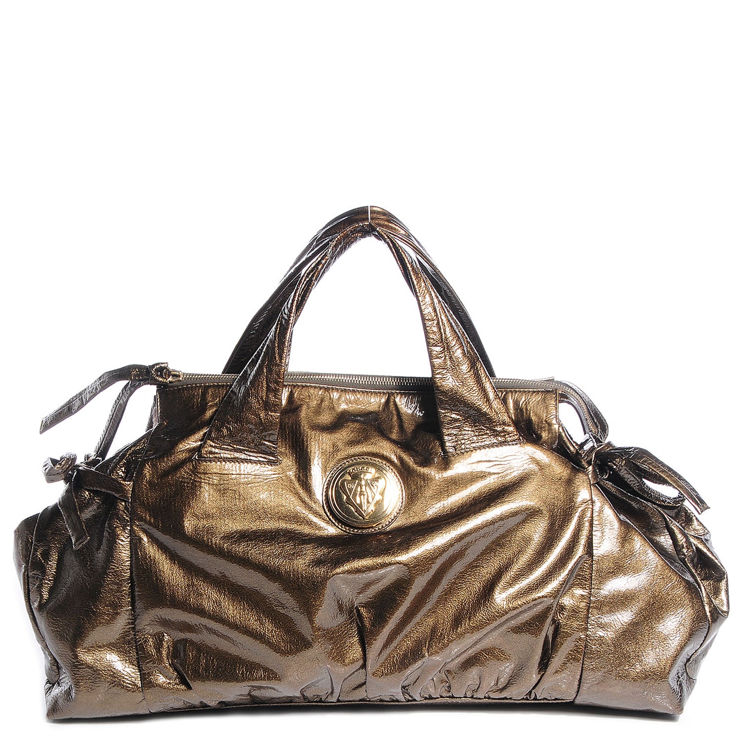 Patent Leather Medium Hysteria Top Handle Bag Gold