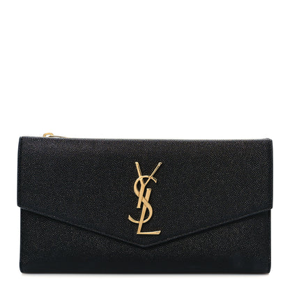 Saint Laurent Grain De Poudre Monogram Uptown Wallet Black 2 of 22