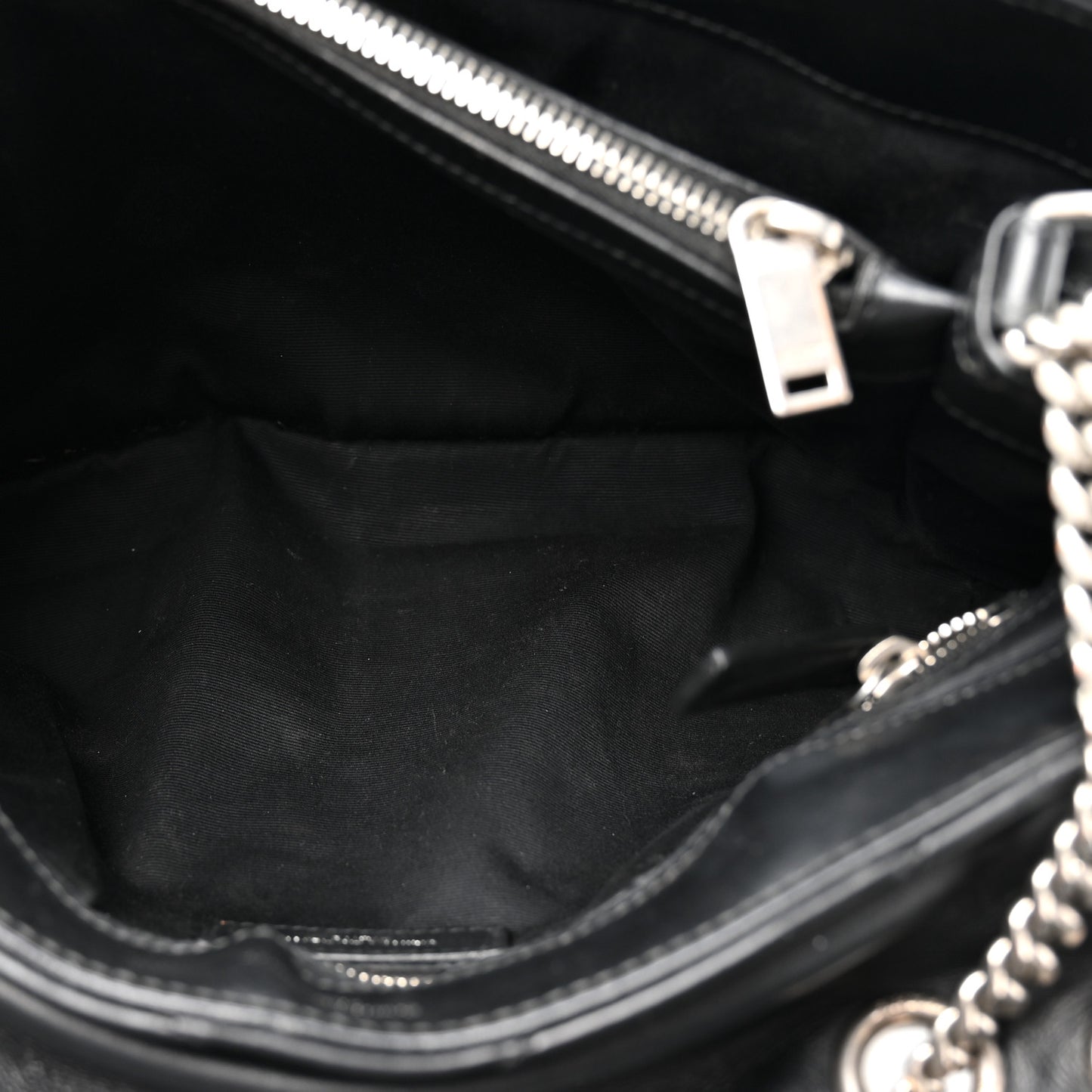 Grain de Poudre Calfskin Y Quilted Monogram Medium Loulou Chain Satchel Black