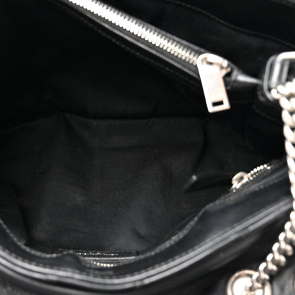 Saint Laurent Grain de Poudre Calfskin Y Quilted Monogram Medium Loulou Chain Satchel Black 6 of 16