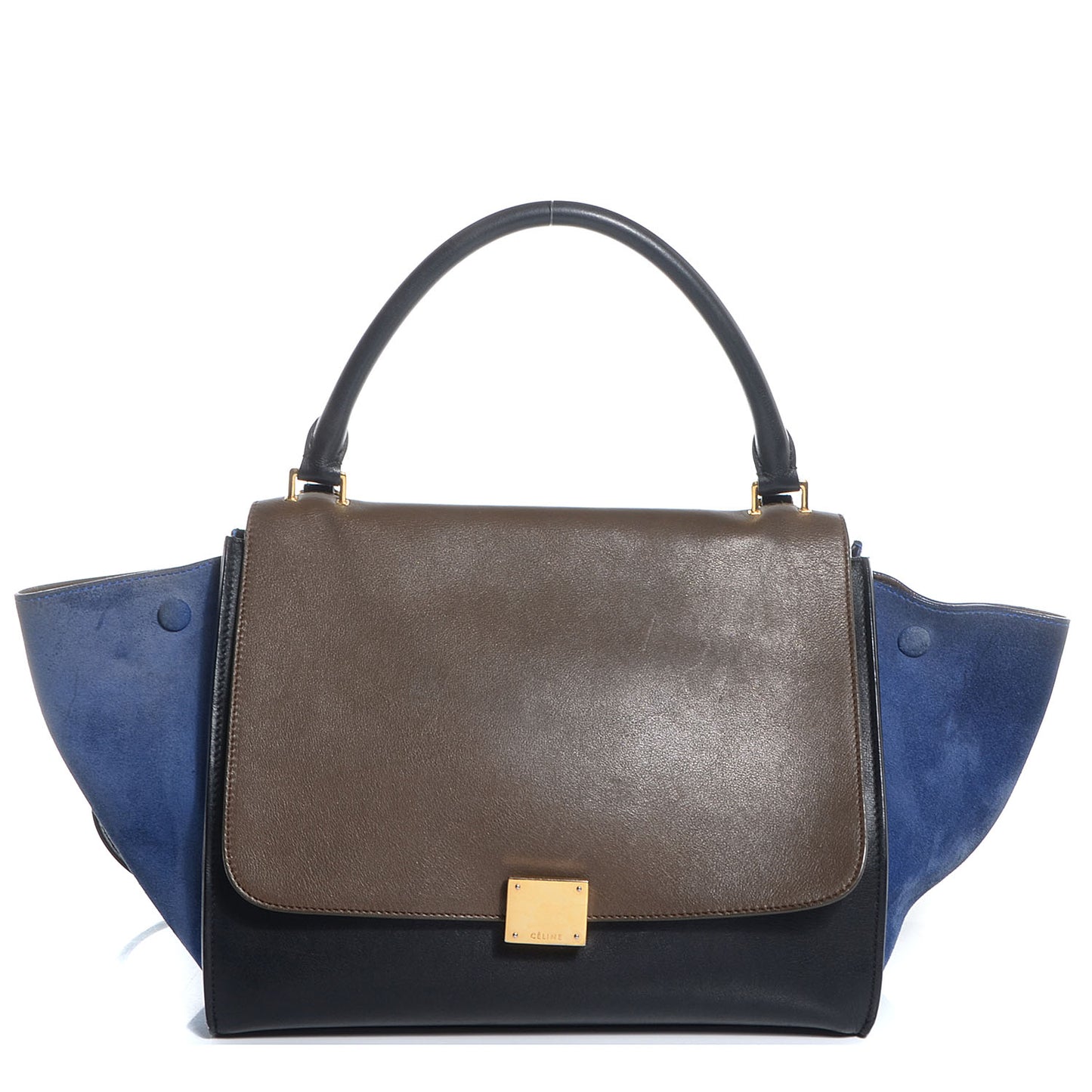 Smooth Calfskin Suede Medium Tri-Color Trapeze Cobalt