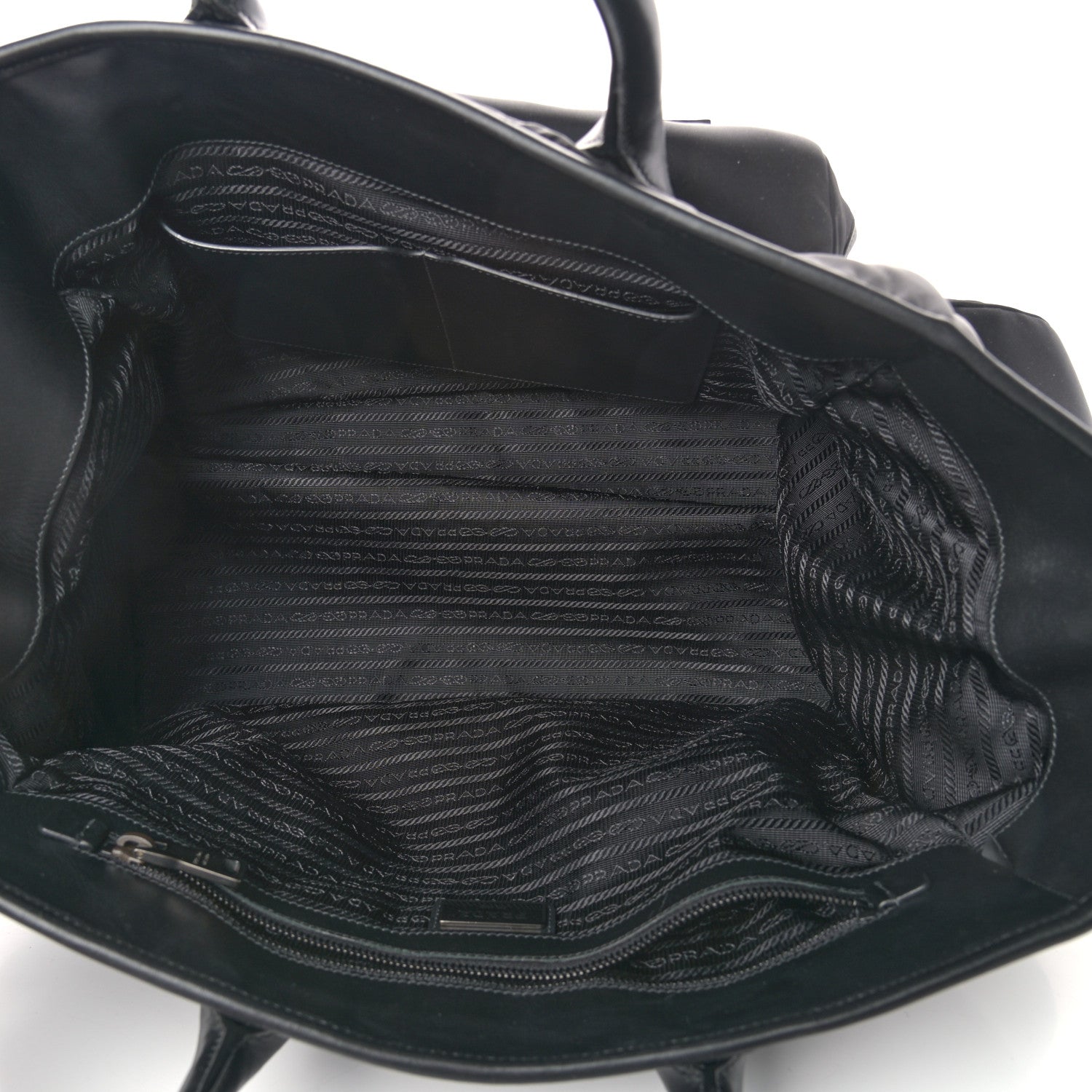 Prada Nylon Tessuto City Calf Shopping Tote Black 4 of 10