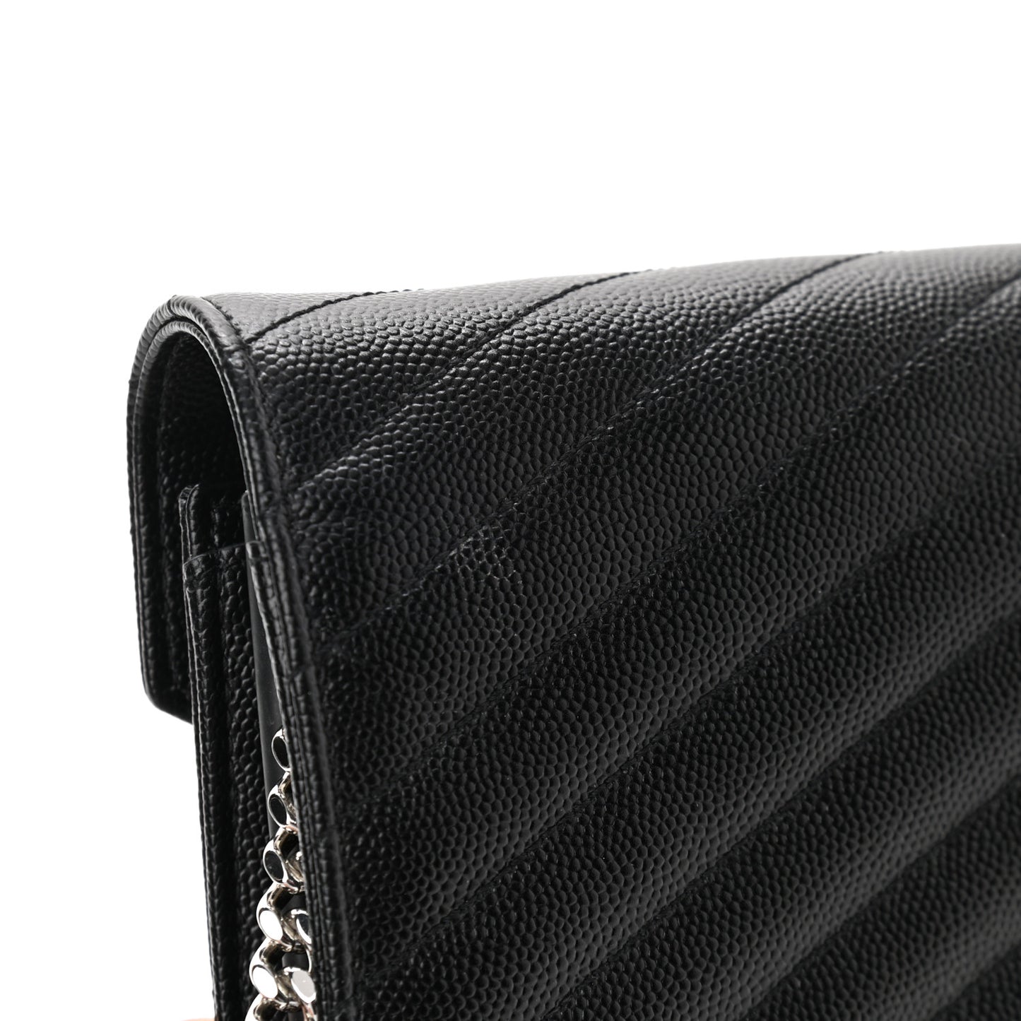 Grain De Poudre Matelasse Chevron Monogram Chain Wallet Black