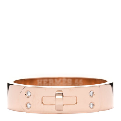 Hermes 18K Rose Gold Diamond PM Kelly Ring 55 7.25 1 of 4