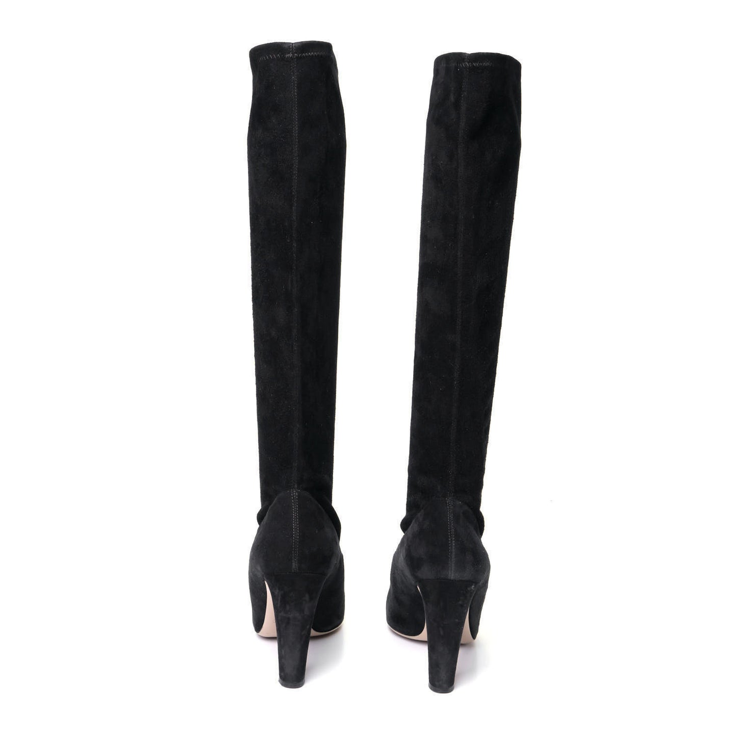 Calfskin Suede Tall Boots 40 Black Gold