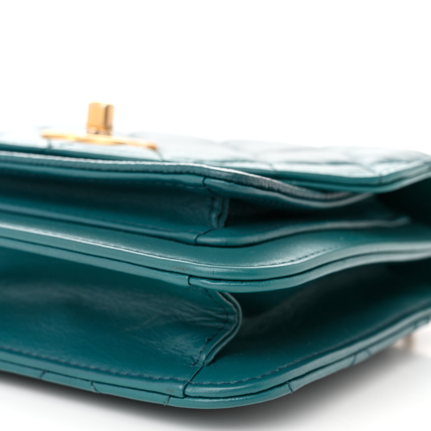 Calfskin Caviar Quilted Mini Chain Handle Flap Dark Turquoise
