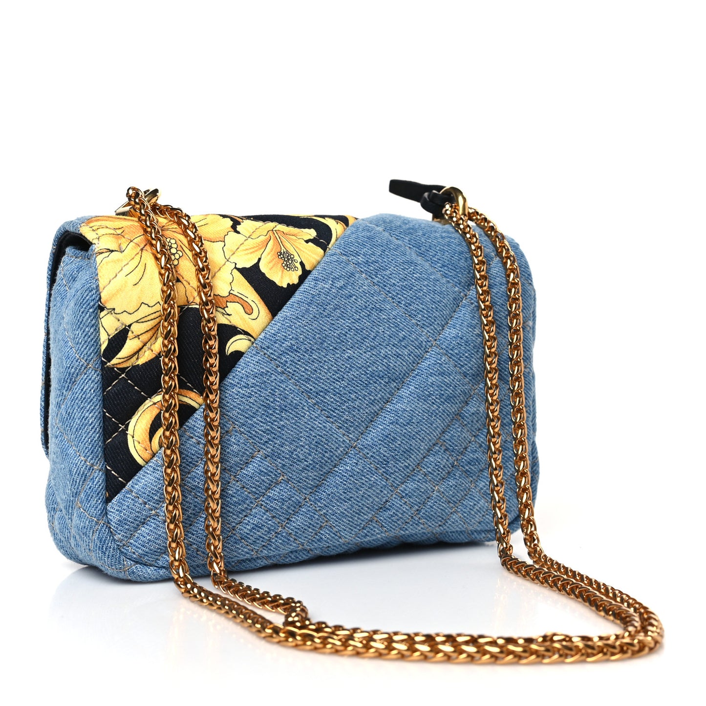 Denim Barocco Printed Icon Small Crossbody Bag Blue