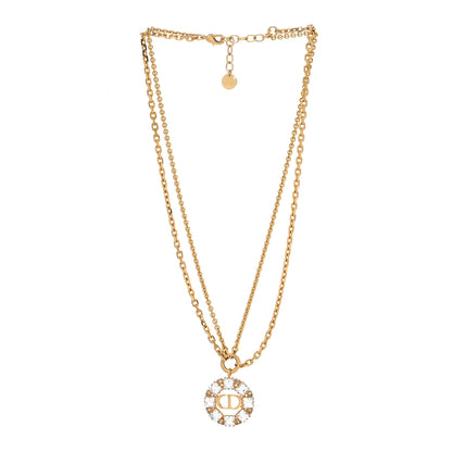 Christian Dior Crystal Petit CD Double Chain Necklace Gold 3 of 5