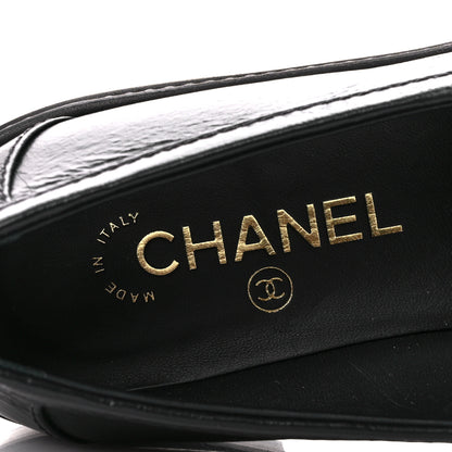Chanel Crumpled Shiny Lambskin Quilted CC Turnlock Loafers 40 So Black 7 of 9