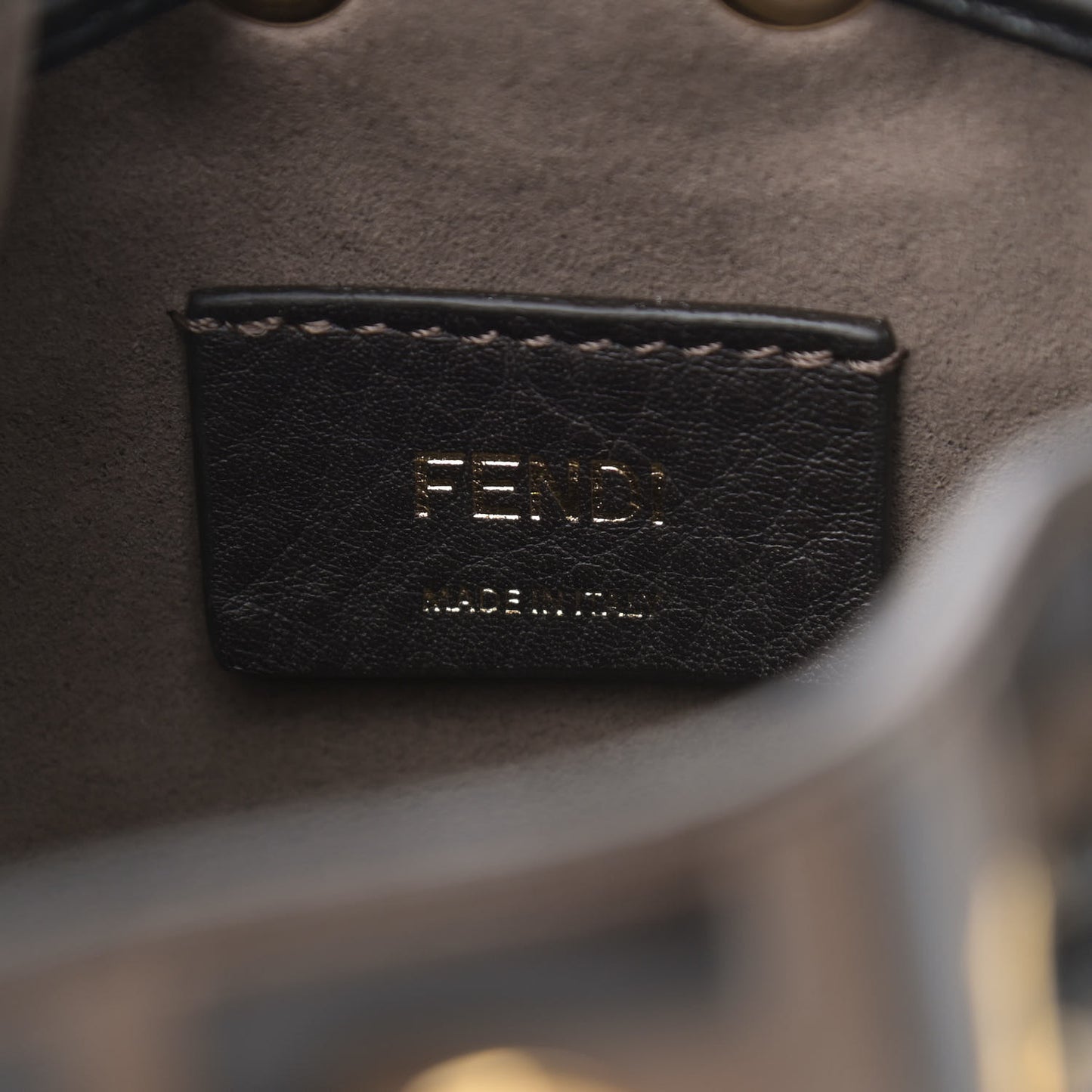Vitello Liberty F is Fendi Bi-Color FF 1974 Embossed Mini Mon Tresor Bucket Bag Maya Black