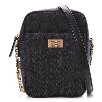 Chanel Washed Denim Quilted Reissue Camera Case Black 1 of 8