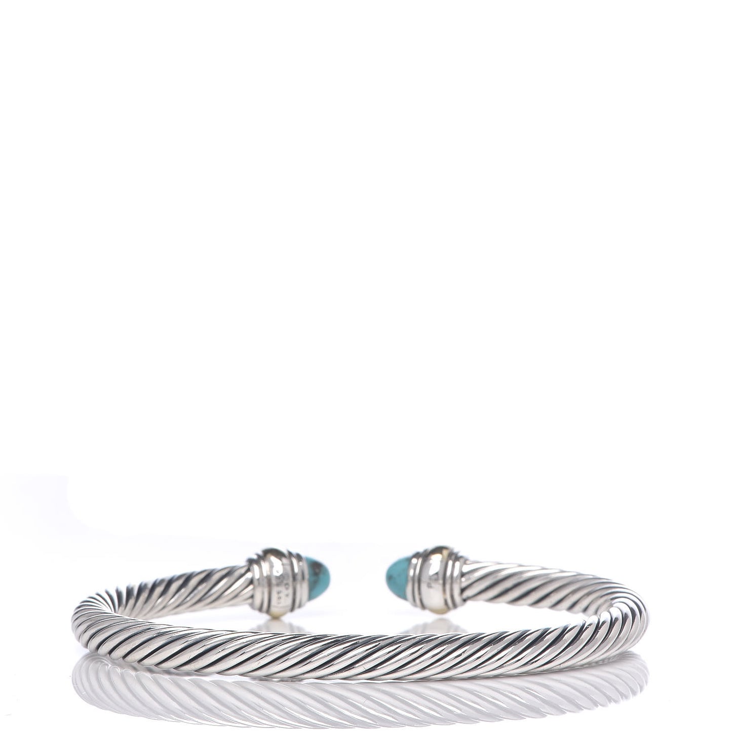Sterling Silver 14K Yellow Gold Turquoise 5mm Cable Classics Bracelet