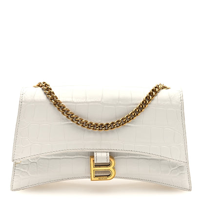 Balenciaga Calfskin Crocodile Small Crush Chain Bag White 1 of 9