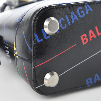 Balenciaga Calfskin Logo Print XXS Ville Top Handle Bag Black Multicolor 6 of 8