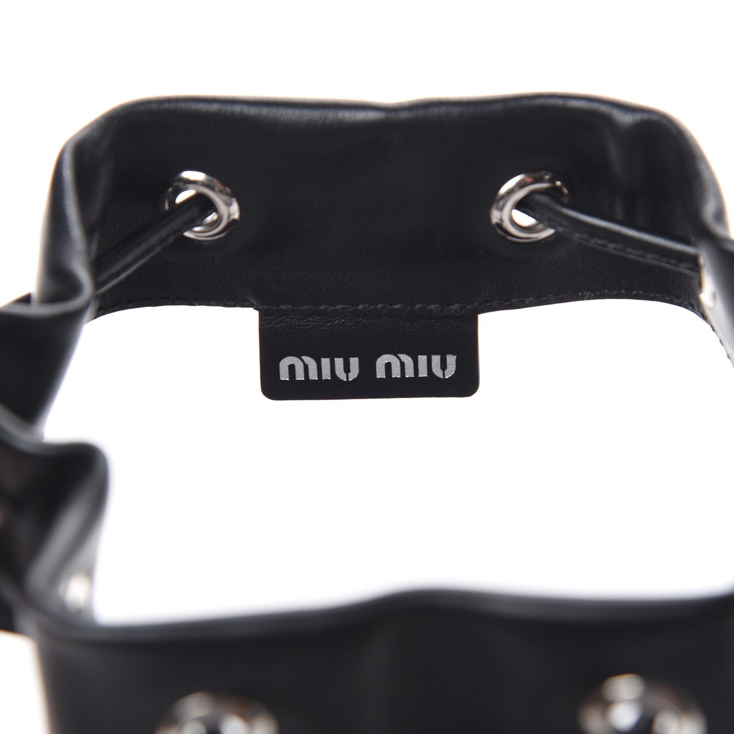 Miu Miu Plex Soft Calf Drawstring Bucket Bag Black 7 of 10