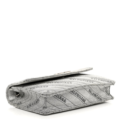 Balenciaga Glitter Logo Matelasse BB Wallet On Chain Silver 4 of 9