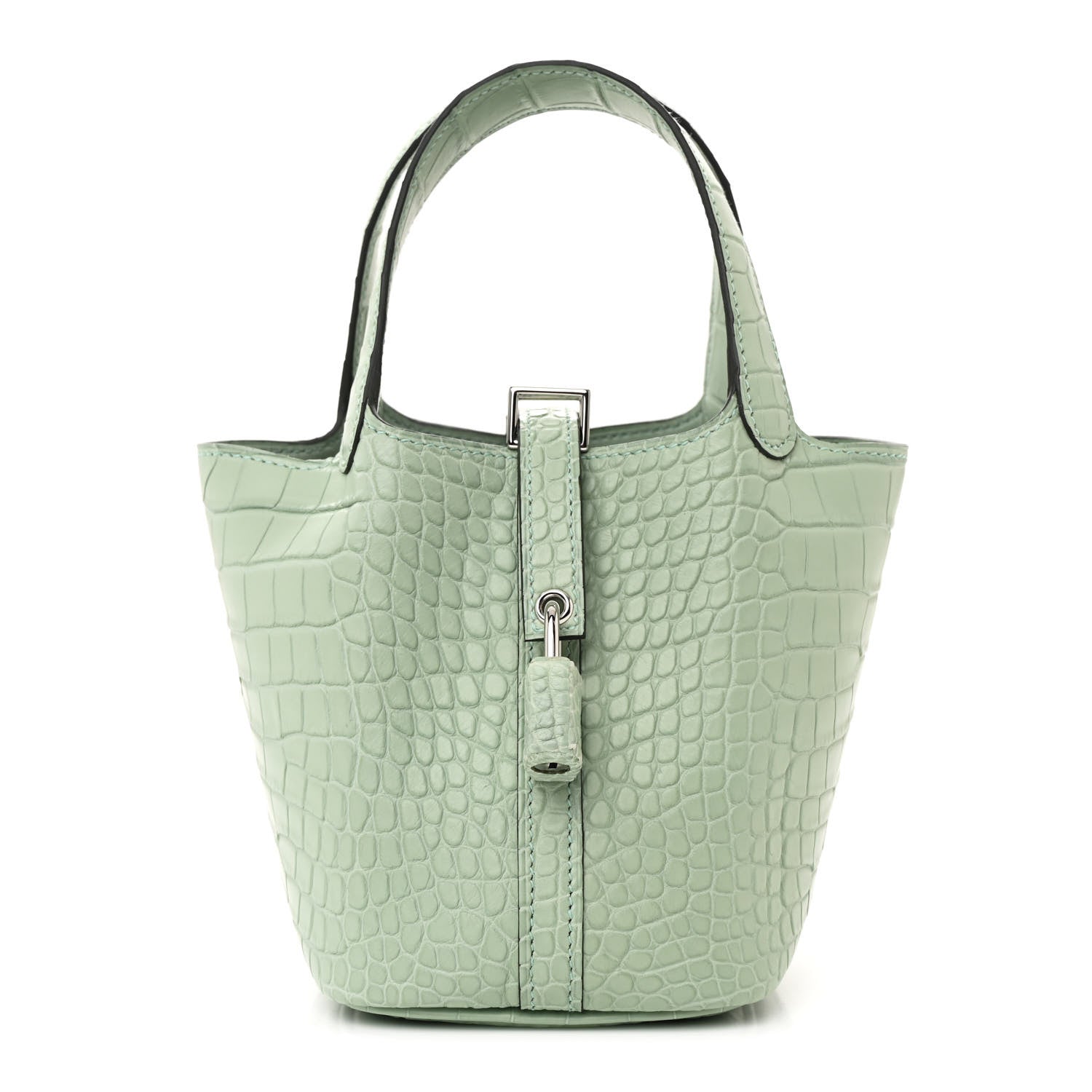 Hermes Matte Alligator Micro Picotin Lock Vert D' Eau 1621444